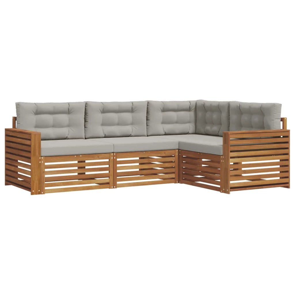 Set di divani da esterno 4 pcs Grigio Naturale e Chiaro