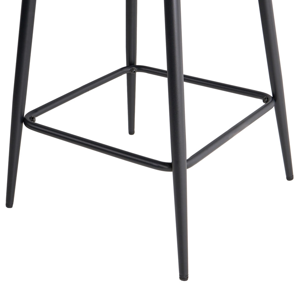 Set di 2 sgabelli da bar velluto blu marino braccioli schienale intagliato gambe in metallo moderna industriale