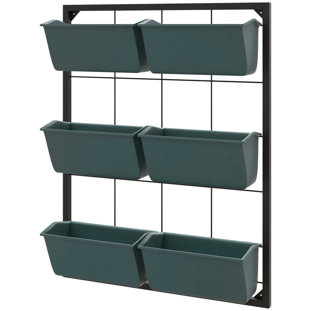 Orto Verticale 3 Livelli con 6 Vasi ¨C zephmum ¨C Acciaio e Plastica Verde 52x14x66cm