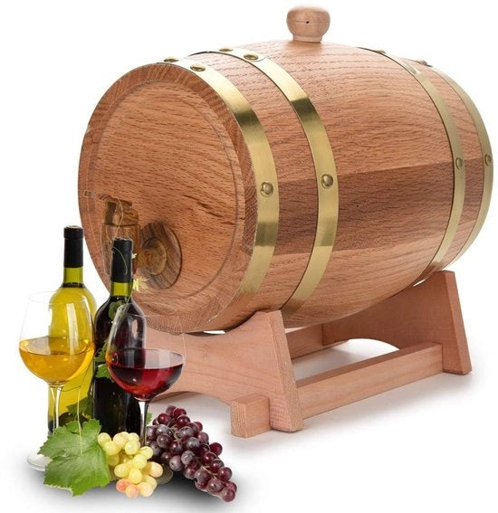 Dispensatore di Whisky in Legno di Quercia 3L - Stile Vintage - Decò Rustico - Capacità 3L