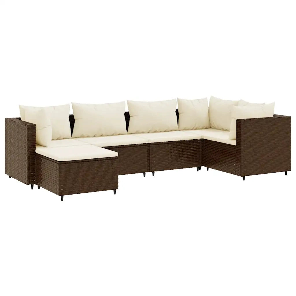 vidaXL Set Mobili da Giardino 6pz con Cuscini in Polyrattan Marrone