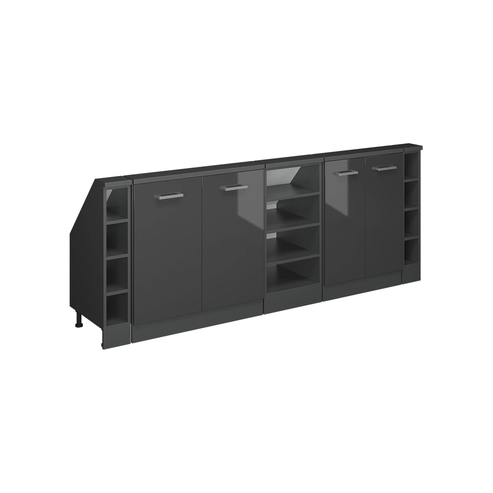 Mobile cucina sottotetto R-Line Antracite lucido/Antracite 210 cm Set di 5 Vicco