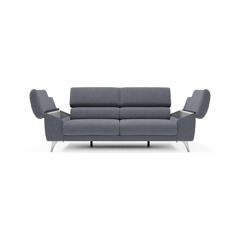 Donatello Divano con sedute allungabili braccioli contenitore e poggiatesta reclinabili in tessuto smacchiabile T23 183 cm blu grafite