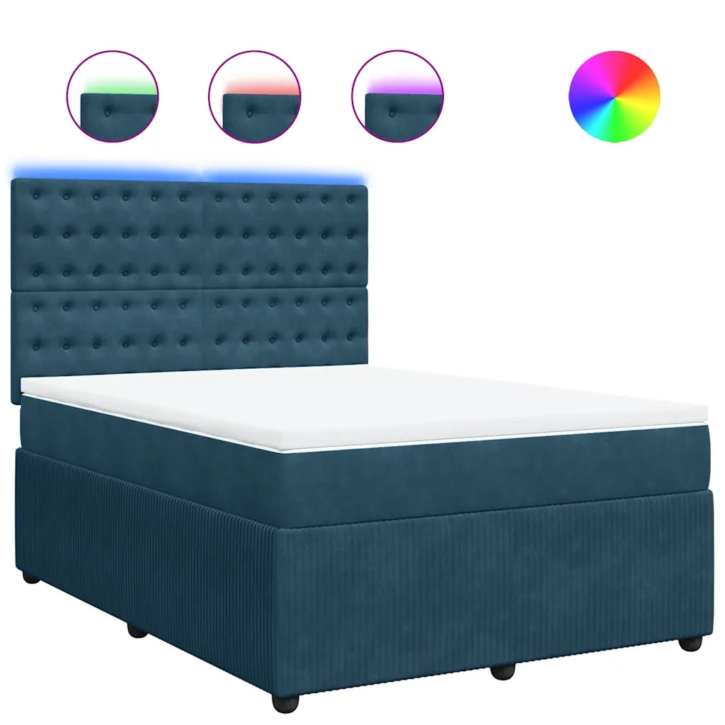 Giroletto a Molle con Materasso Blu 140x190 cm in Velluto