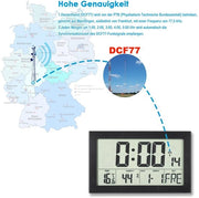 Radio orologio digitale con illuminazione di sfondo, orologio radiologico digitale con visualizzazione di temperatura e umidità, nero, 20,1 x 12,4 cm