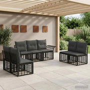 Set di divani da esterno 7 pcs Nero e Grigio scuro Poliestere 3437667