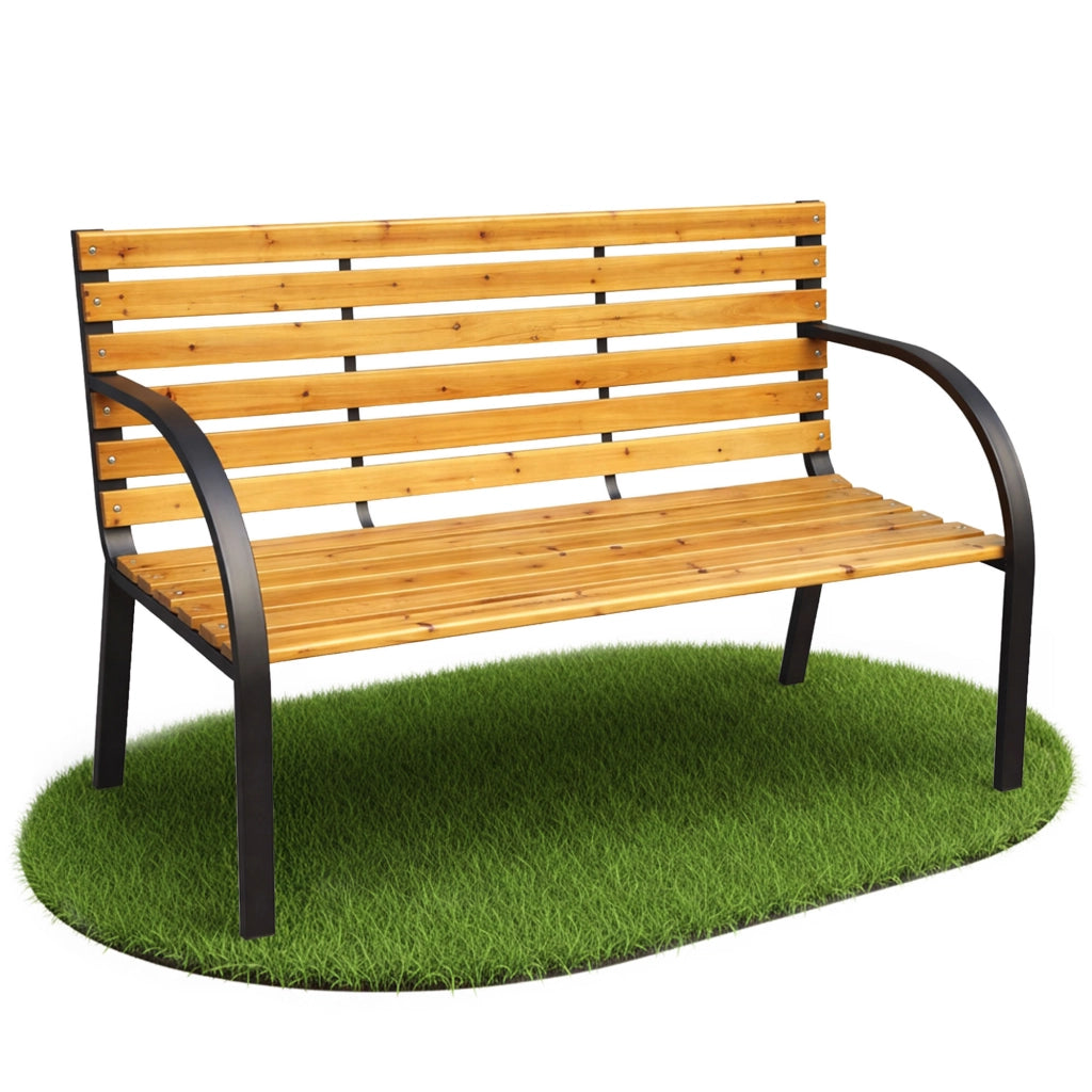 Panchina da giardino DALIA con legno laccato e gambe in acciaio larghezza 122 cm