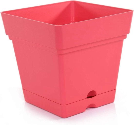 Pentole per piante - contenitore quadrato per piante per interni ed esterni - con piattini e fori di drenaggio - vasi decorativi per terrazzo - arredamento di casa - 16,75 cm largo x 16,75 cm
