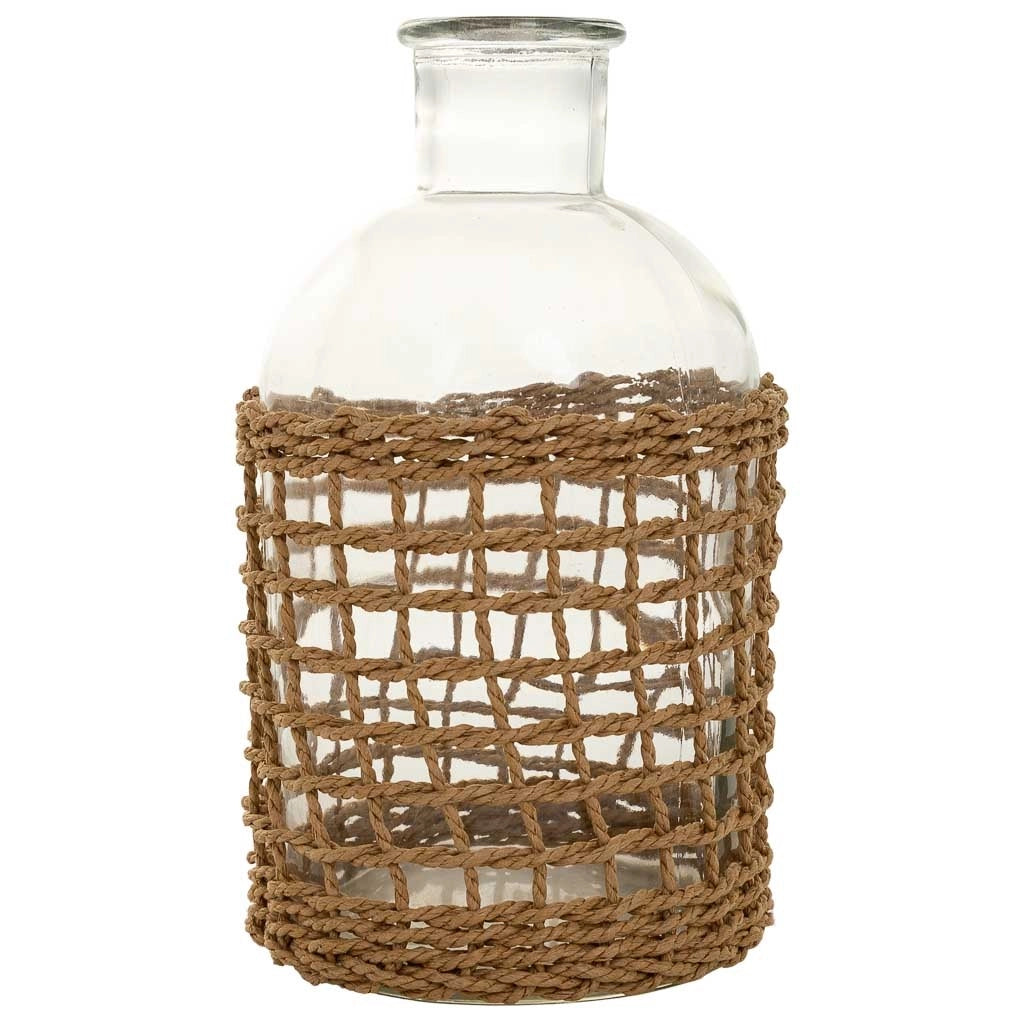 Vaso in vetro e corda in carta marrone d11x19,5h