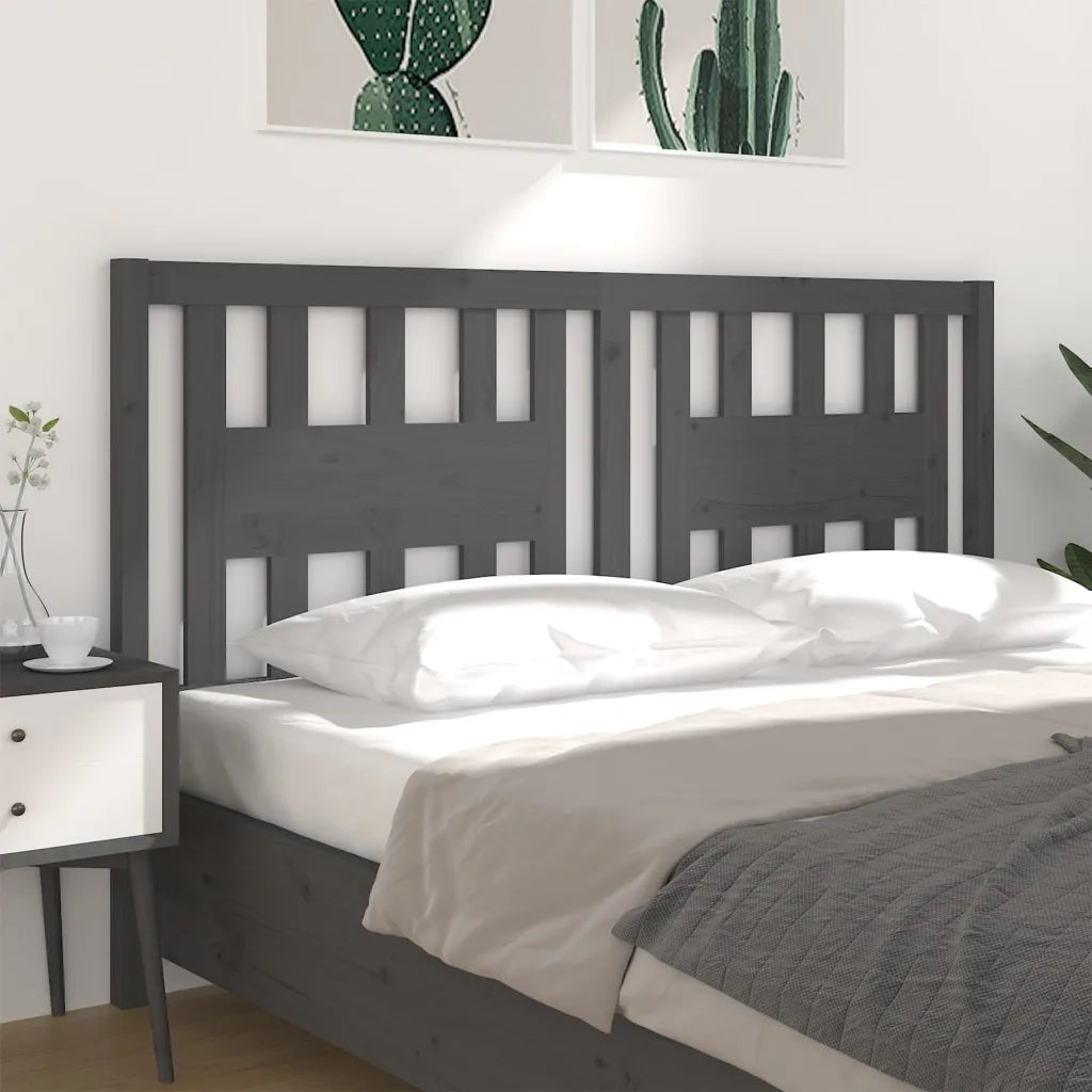 Testiera per Letto Grigia 141x4x100cm in Legno Massello di Pino 818667