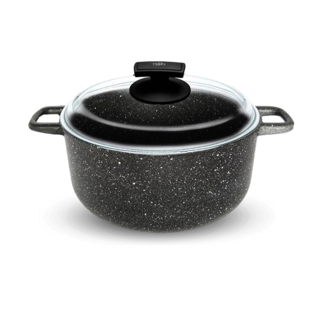 Casseruola con Coperchio in Vetro Antiaderente 2 Manici Ø28 cm Olympia Hard Cook