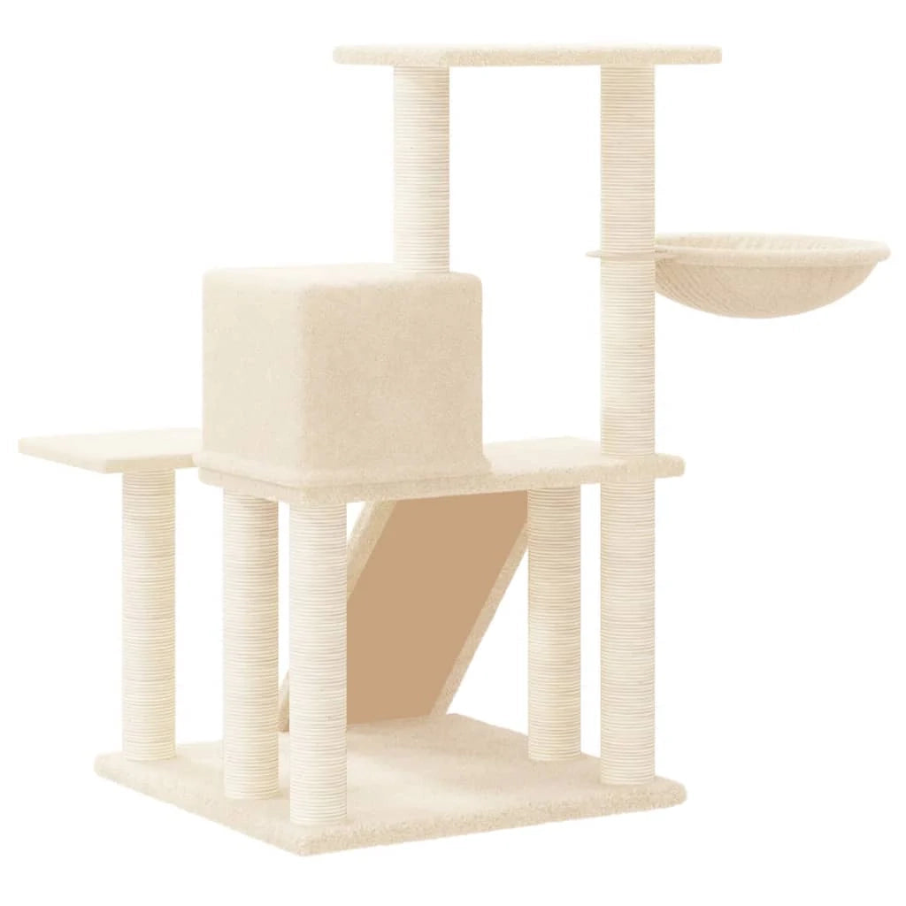 Tiragraffi per gatti torre per arrampicata giocattolo piattaforma per arrampicata con tiragraffi in sisal 82 cm crema 02_0022524