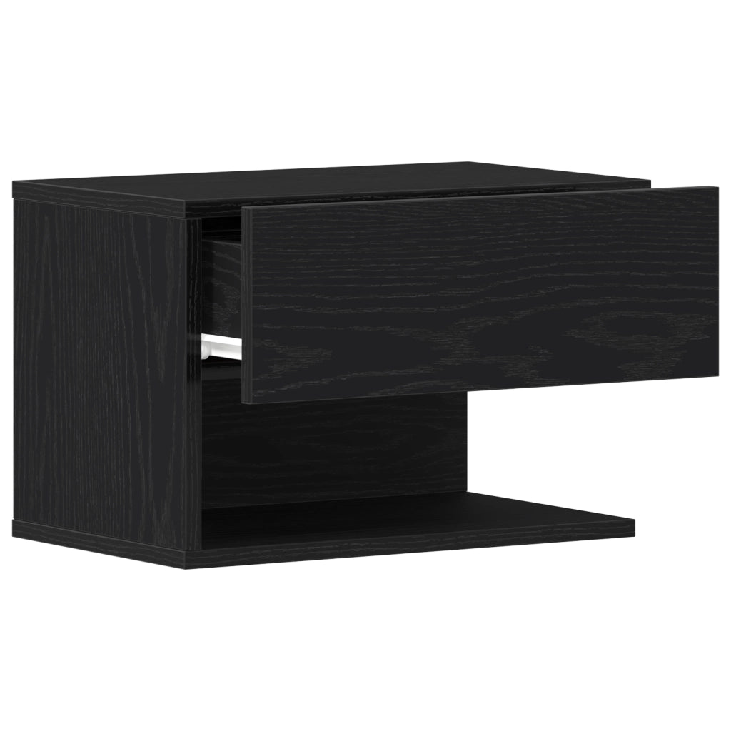 Armadi da comodino a muro  (Set di 2) - Legno ingegnerizzato rovere nero