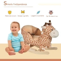 Cavallo a Dondolo in Legno Giraffa per i Bambini 60x33x45cm