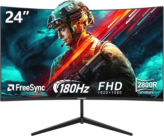 Monitor da gioco curvo 61 cm (24 pollici) con 180 Hz, FHD 1080p, 1 ms di ritardo, e tecnologia Freesync