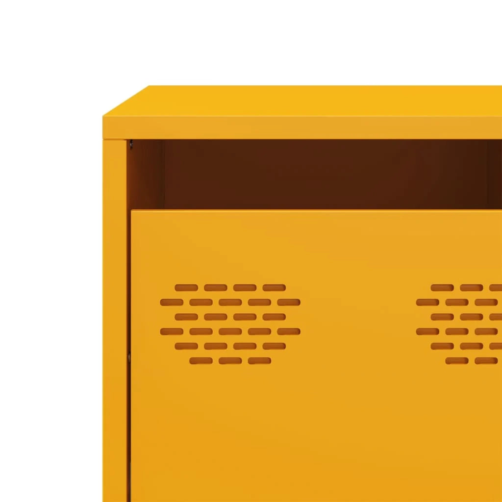 Mobile TV multimediale mensola porta TV credenza porta TV sala da pranzo soggiorno camera da letto giallo senape 101,5 x 39 x 43,5 cm acciaio laminato a freddo giallo 02_0027657
