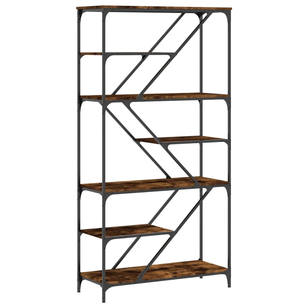 Libreria Rovere Fumo 91x36x176 cm Legno Multistrato e Acciaio 835416