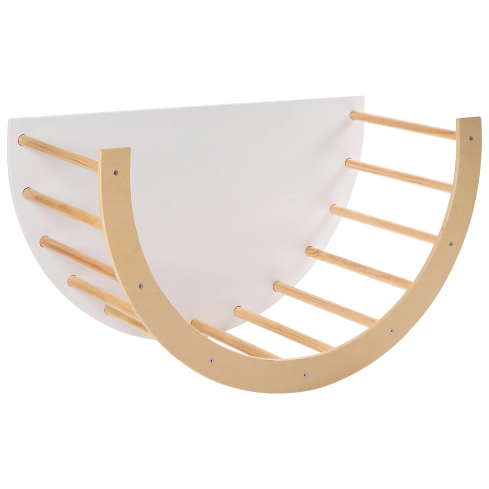 Sedia e tavolo multifunzionali Montessori 3 in 1 in legno di pino marrone chiaro con arco rampicante per la cameretta dei bambini