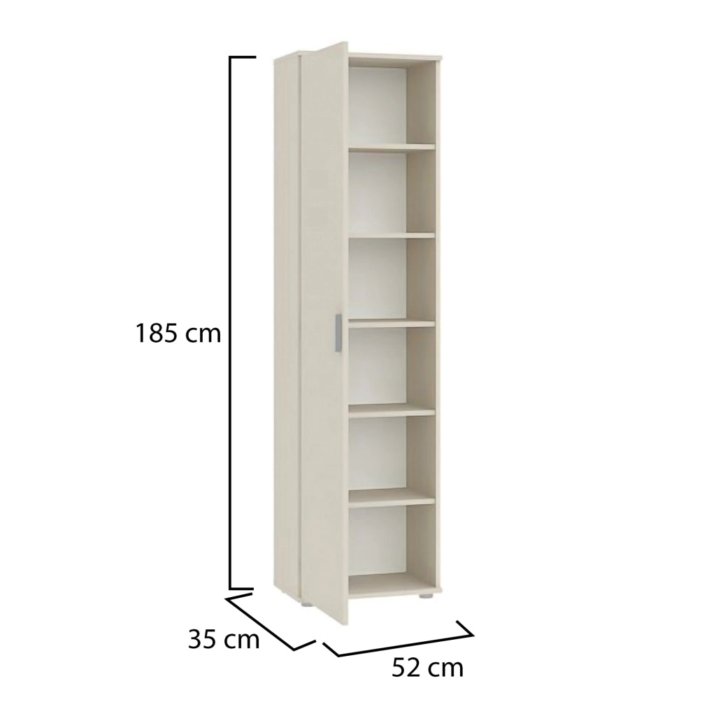 Lerosota, Armadio Multiuso 1 Anta 5 Ripiani, 50x185h cm Beige Cashmere