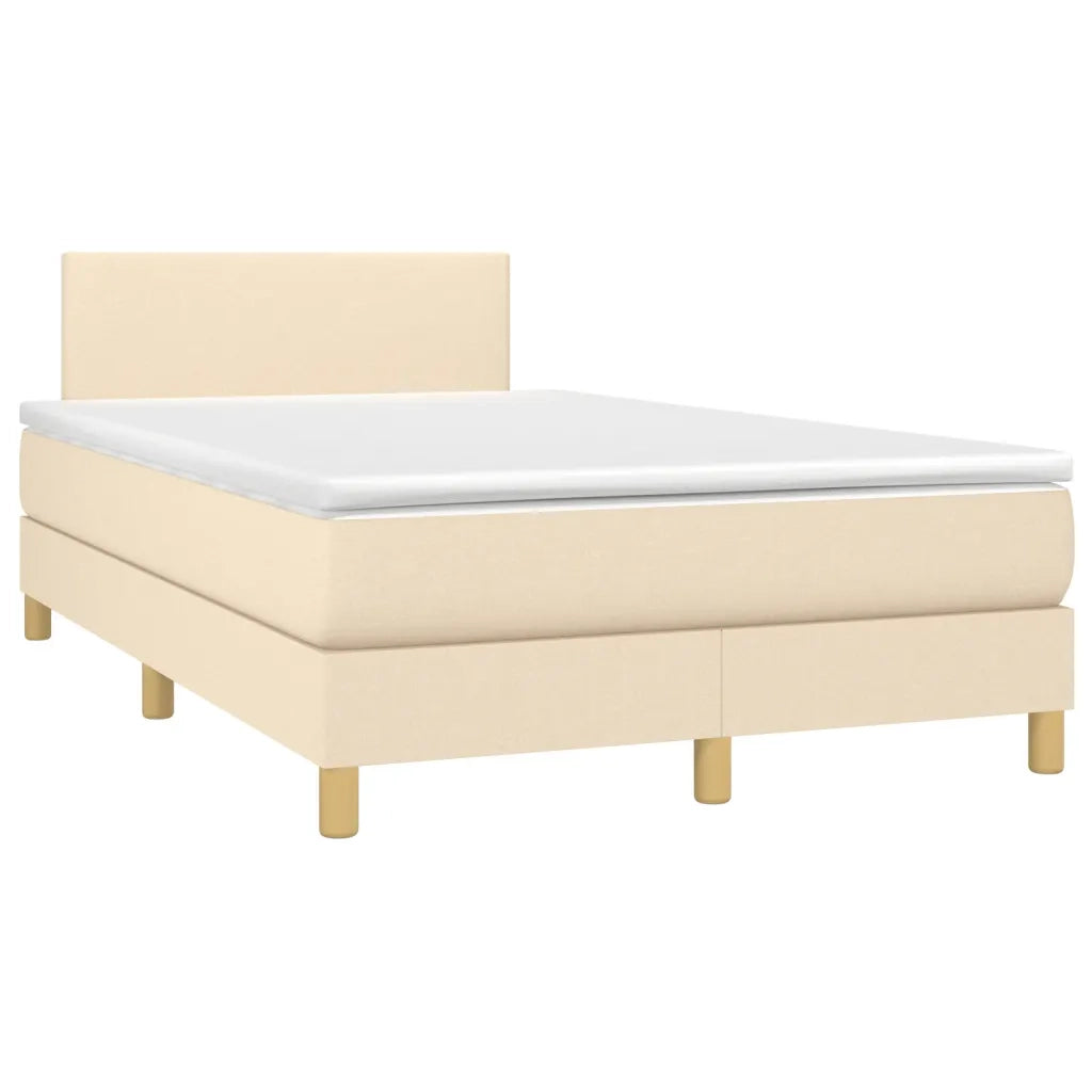 Giroletto a Molle con Materasso Crema 120x200 cm in Tessuto