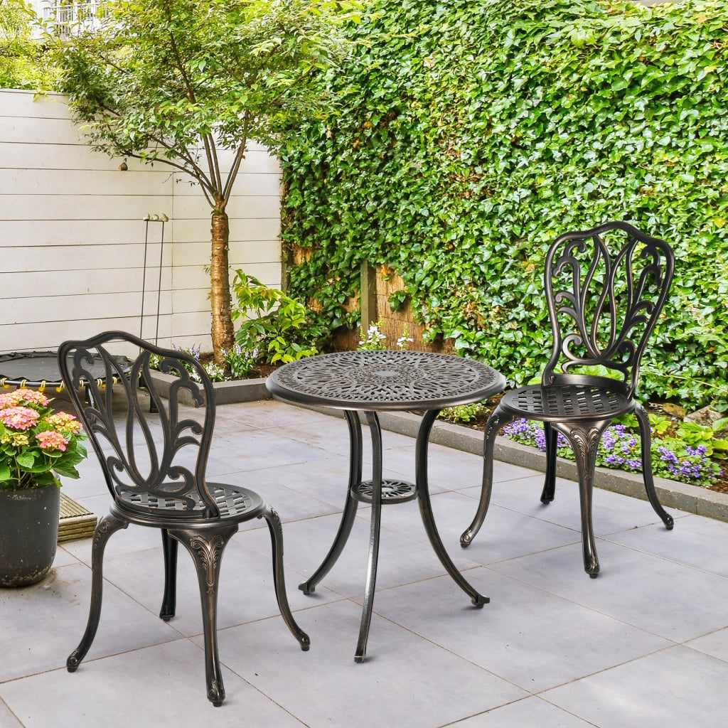 Set Giardino 2 Posti con Sedie e Tavolo Rotondo ¨C zephmum ¨C Fonte di Alluminio Bronzo