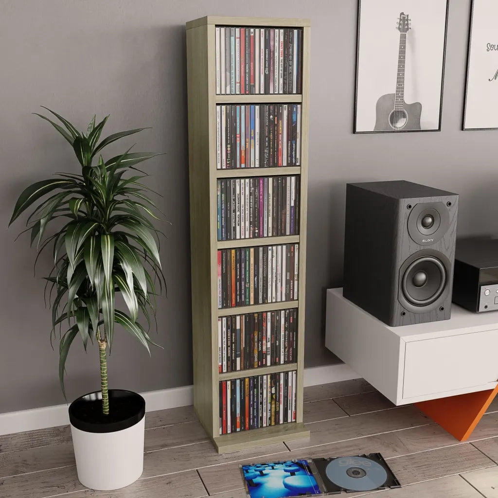 Mobile Porta CD Rovere Sonoma 21x20x88 cm in Legno Multistrato CFW8846668