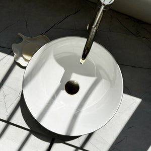 Lavabo Da Appoggio Rea Stella Gold Brush / White