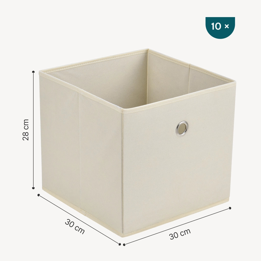 Set di 10 Scatole Pieghevoli Portaoggetti in Tessuto 28 x 30 x 30 cm - Beige [en.casa]
