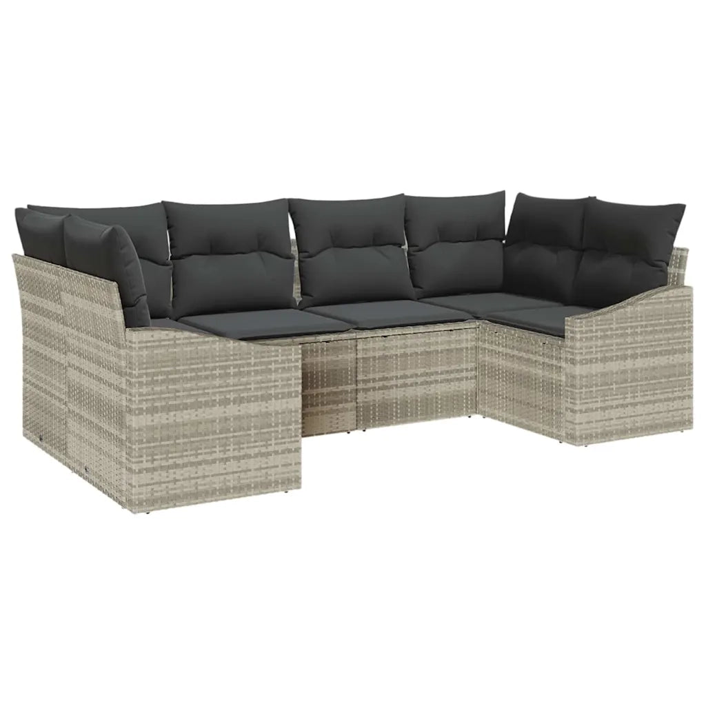 Set Divano da Giardino 6 pcs Grigio chiaro polyrattan 3355531