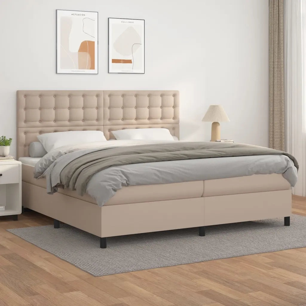 Giroletto a Molle con Materasso Cappuccino 200x200cm Similpelle 3142868