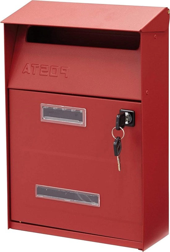 Cassetta Postale in Acciaio Verniciato - Formato S - Cassetta Postale per Esterni con Targa Nome - Rosso - Montaggio Facile