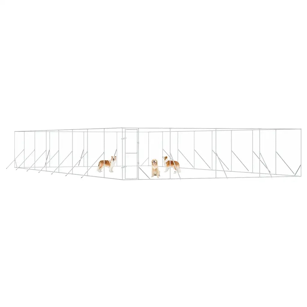 Cuccia per Cani da Esterno Argento 8x16x2 m in Acciaio Zincato