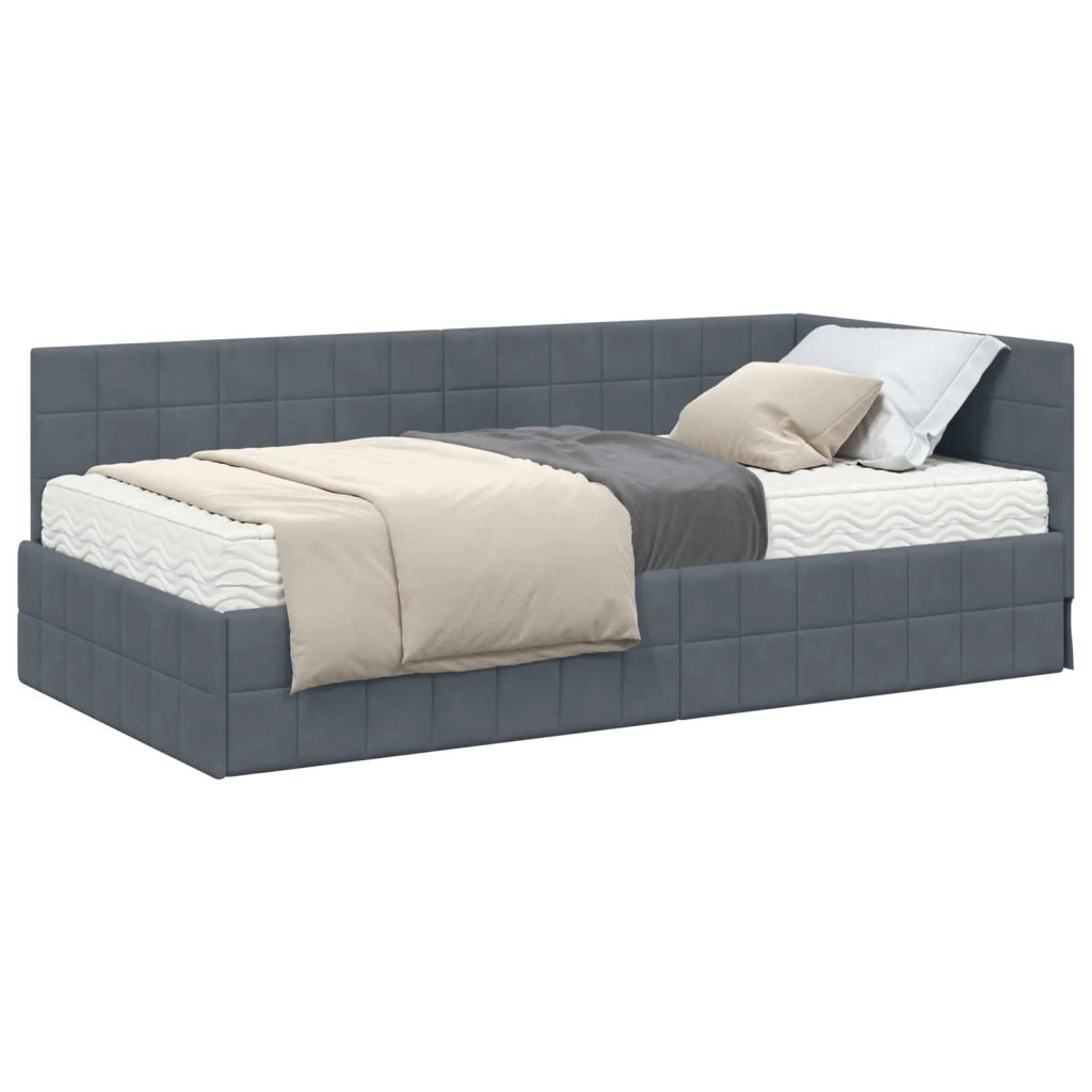 Struttura Letto Angolare con Materasso 2 pz-Giroletto con materasso Grigio Velluto 928039