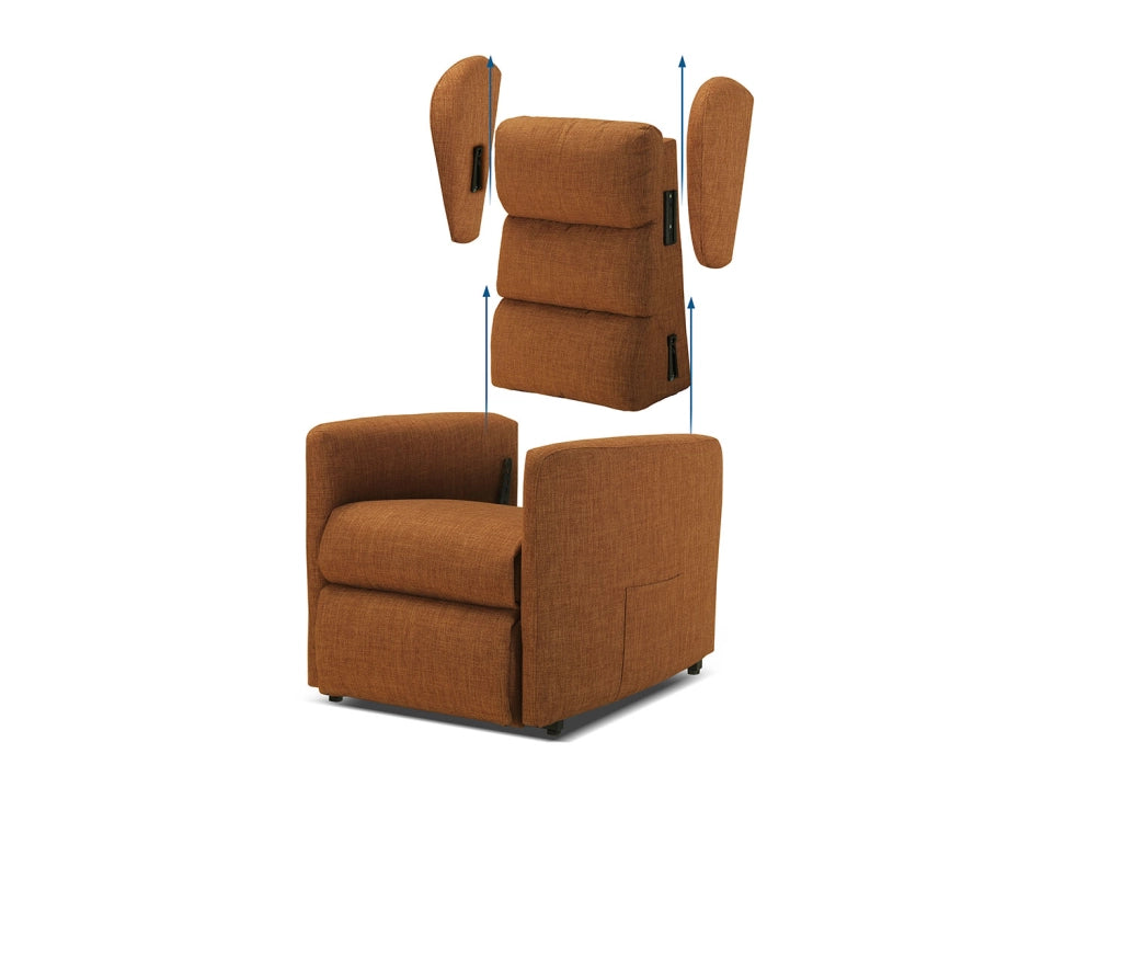 Poltrona Alzapersona 72x80-175x111 cm con Bracciolo Fisso Dispositivo Medico 1 in Poliestere Nosteo Lenny 641 Marrone
