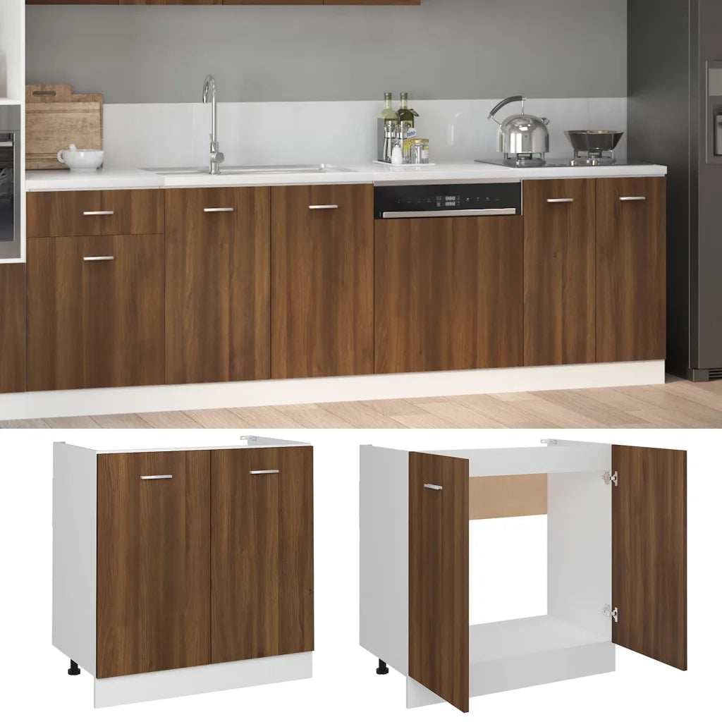 Mobiletto Rovere Marrone 80x46x81,5 cm in Legno Multistrato cod mxl 78653