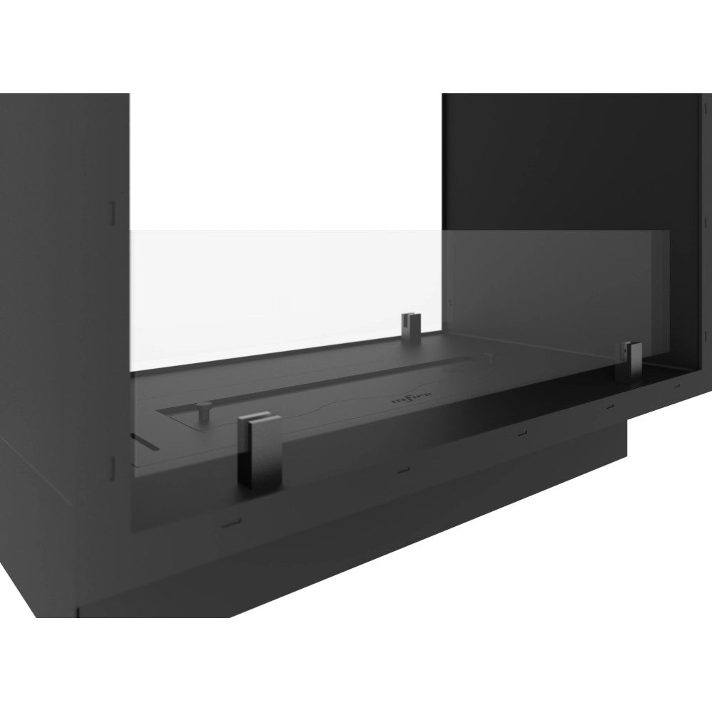 Caminetto a Bioetanolo 2Side 1000 Slim Vert da Incasso con due facciate - Nero Opaco, con Vetro, Bruciatore 1L, Design Moderno