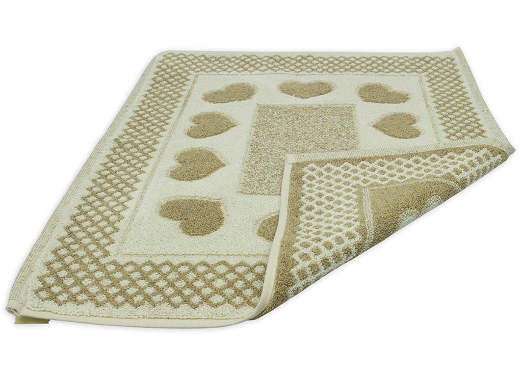 Tappeto Bagno Doccia Spugna Tappetino Assorbente Cotone Pelo Corto Mod. Love O.B - 45x60 - Beige