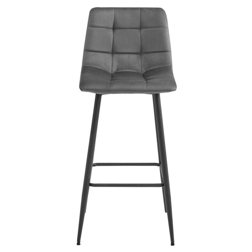 Sgabello bar Arceto in velluto grigio scuro con gambe nere