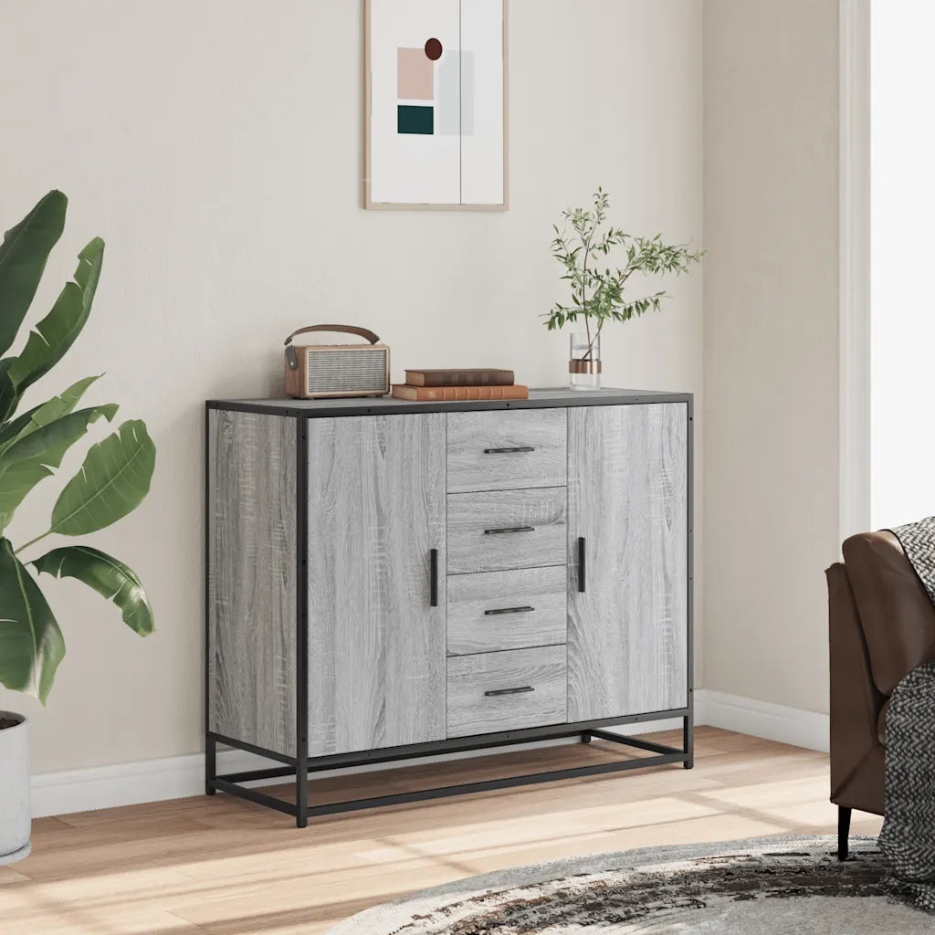 Credenza Grigio Sonoma 92x35x76 cm in Legno Multistrato