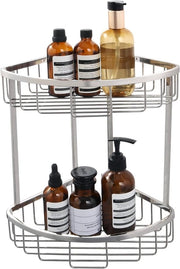 Pannello doccia a doppia altezza, Cassetto doccia angolare nero, Rubinetto doccia in acciaio inossidabile per shampoo e accessori da bagno, EG7162-B