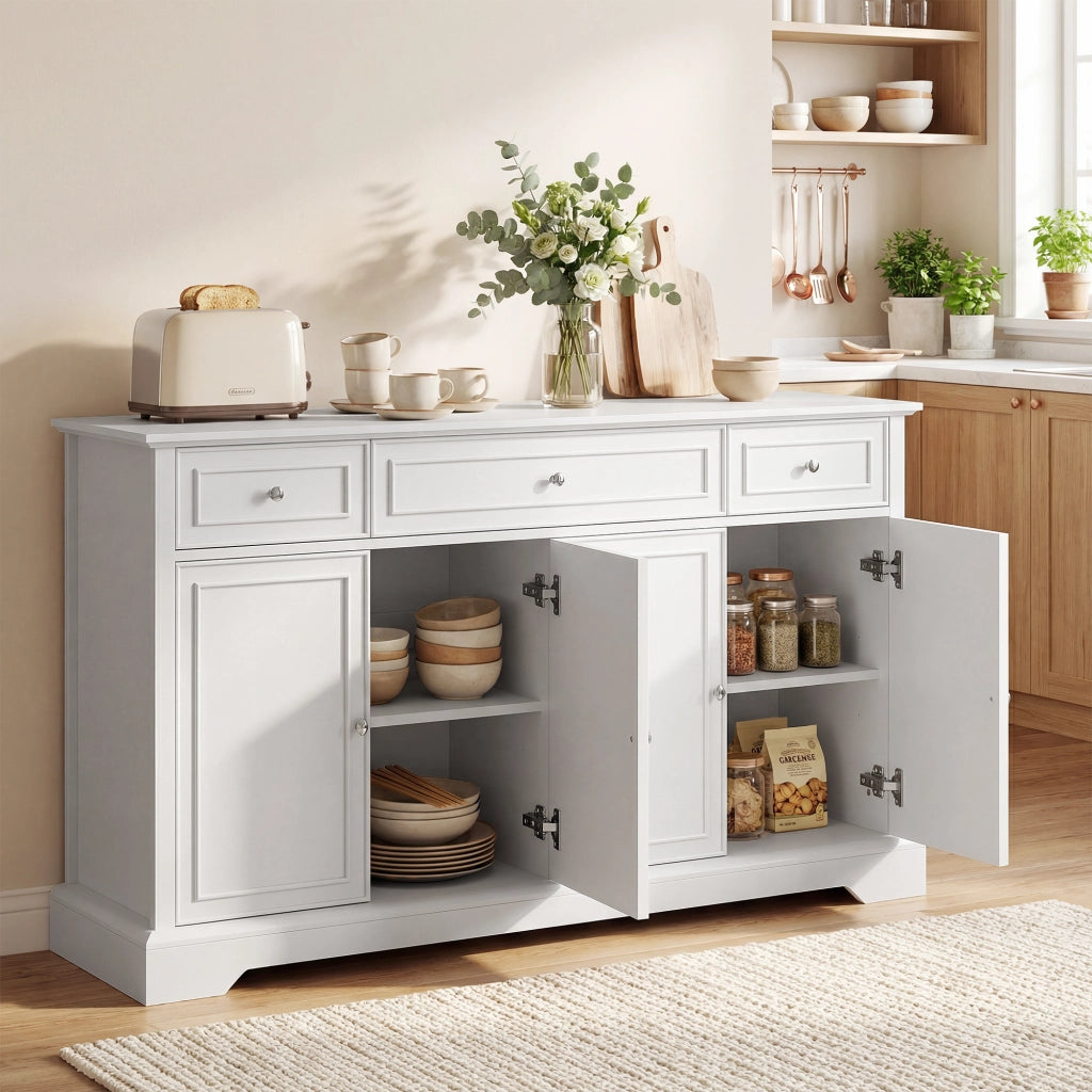 Credenza con cassetti e ante scorrevoli ¨C zephmum ¨C Bianco 120x40x90 cm