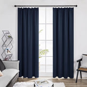 Gordini oscuranti a pieghe, completo, tenda termooscura per camera da letto, soggiorno, 117x229 cm (L x A), blu marino, 2 pezzi