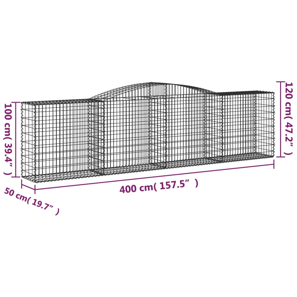 Cesto Gabbione ad Arco 400x50x100/120 cm Ferro Zincato 153535