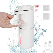 Dispensatore di sapone per mano automatico con sensor di presenza, fissaggio a parete, 380 ml, ricaricabile, dispensatore di schiuma di sapone per cucina, bagno, scuola