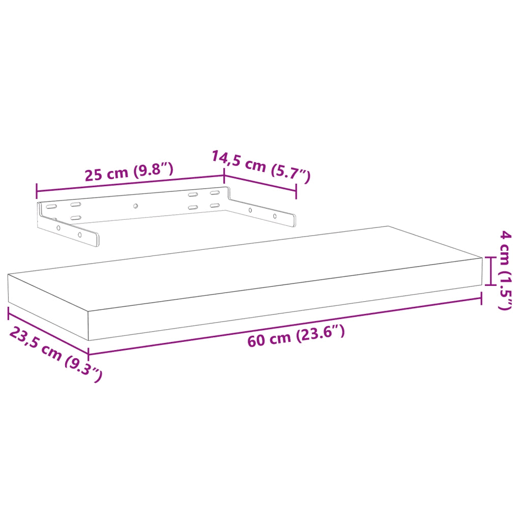 Mensola Pensile 60x23,5x4 cm in Truciolato
