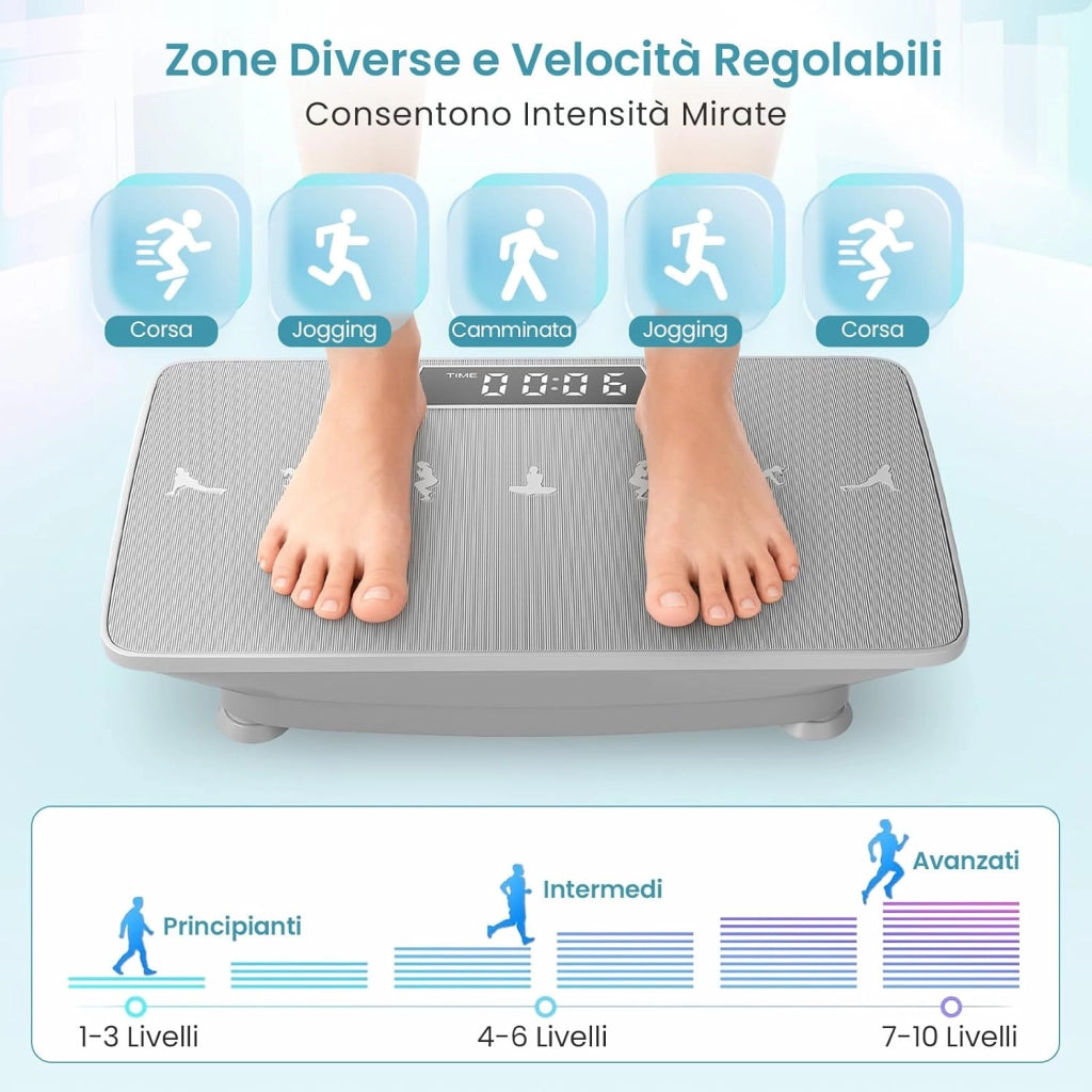 Pedana Vibrante per Casa, Piattaforma Fitness Oscillante con 10 Livelli di Velocità, Modalità Sensore di Gravità e Display LED, Pedana Oscillante per Gambe, Glutei e Addome
