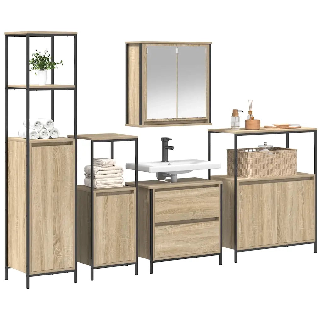 Set di mobili per il bagno 5 pcs Beige Legno multistrato 3328370