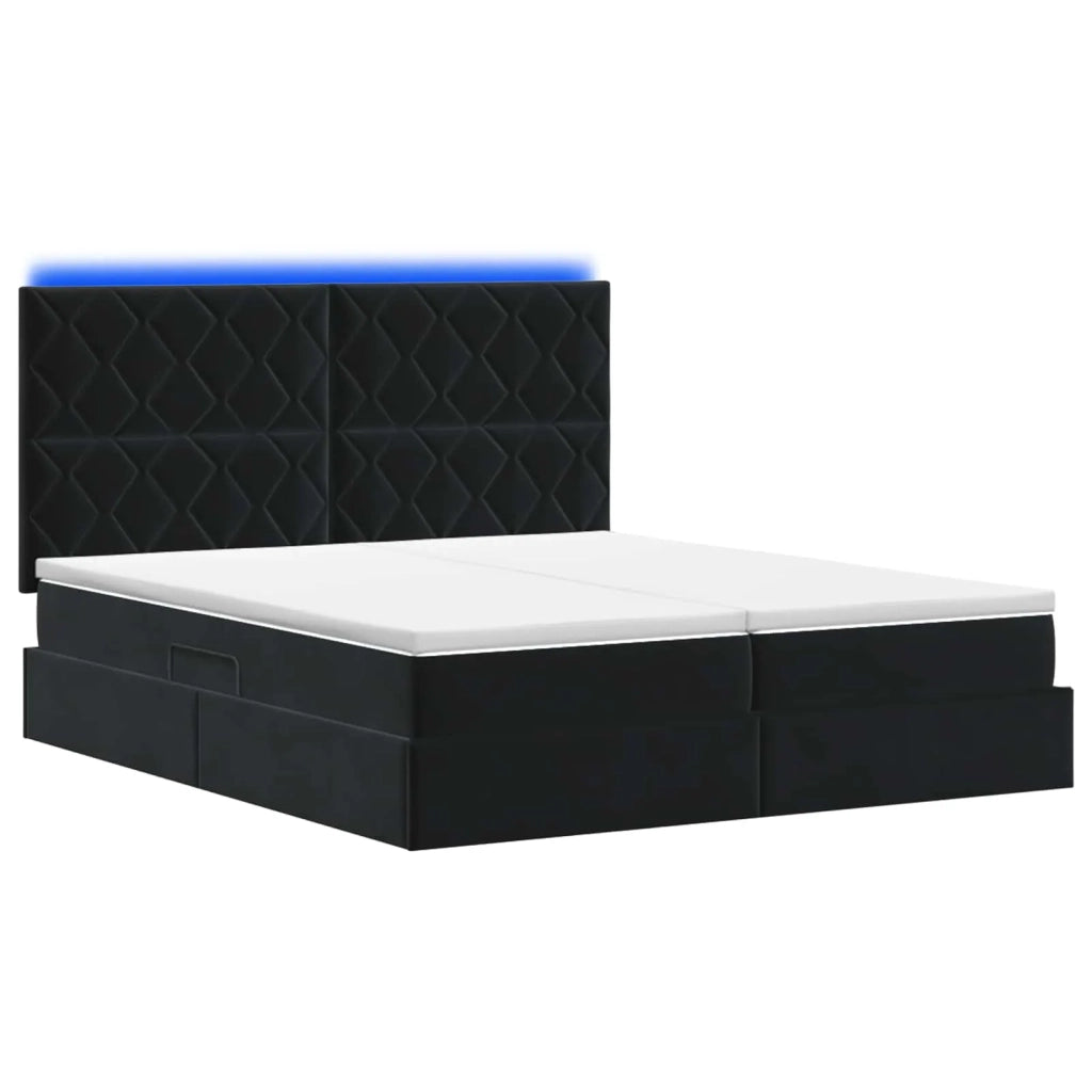Letto con contenitore LED e materasso Nero 200 x 200 cm Velluto 3460286