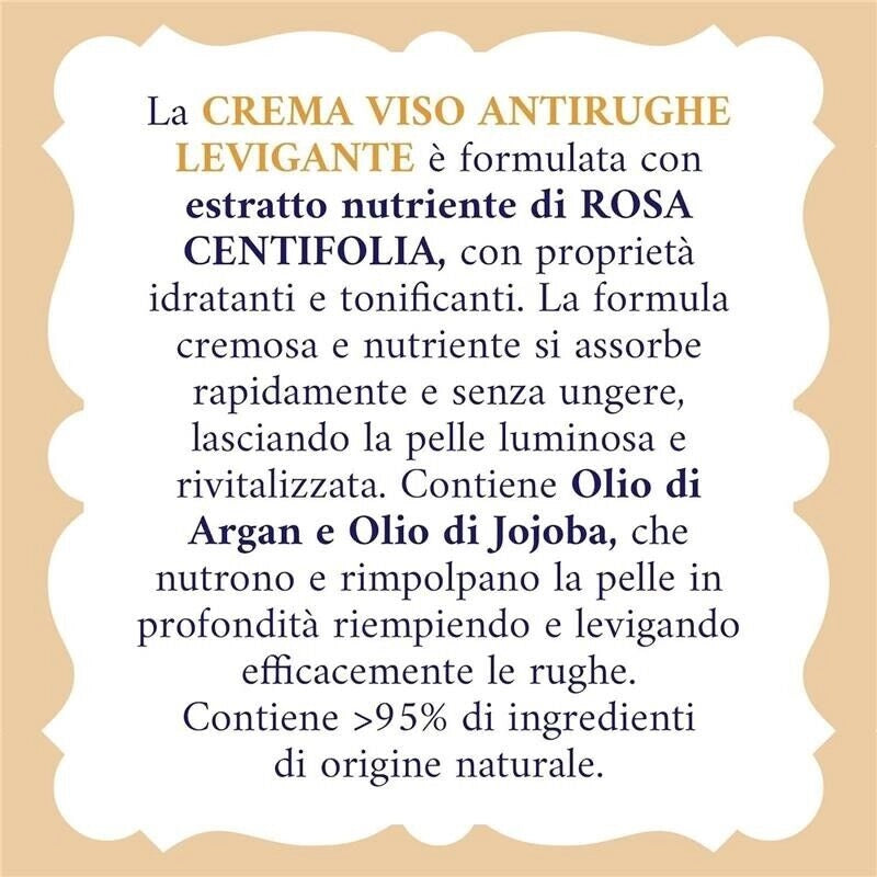 ACQUA ALLE ROSE CREMA VISO ANTIRUGHE LEVIGANTE CON ESTRATTO NUTRIENTE DI ROSA CENTIFOLIA E OLIO DI ARGAN 50 ML