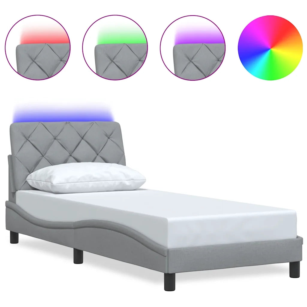 Giroletto con LED senza Materasso Grigio Chiaro 90x190 cm